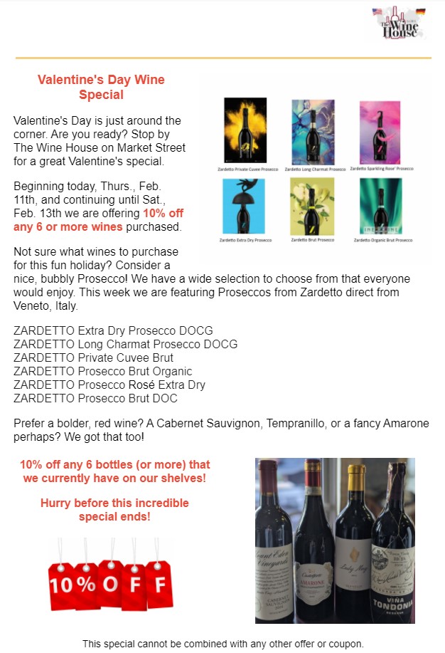 10% off Special! This Week Only! New Arrival - Zardetto Prosecco! Just in Time for Valentines Day.